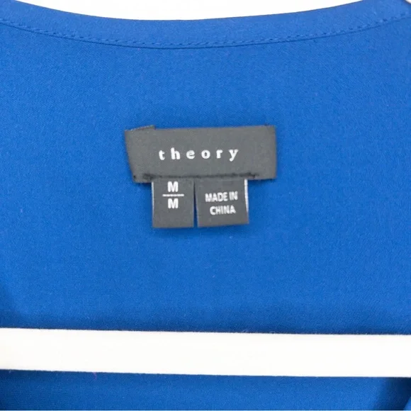 Theory Silk Split Neck Button Down Sleeveless Blouse - Picture 5 of 6